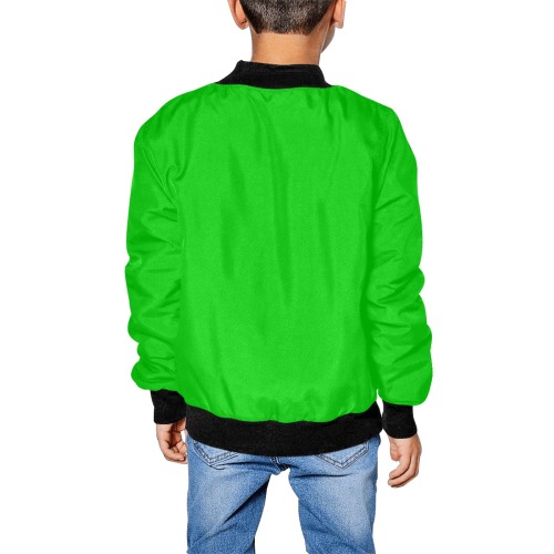 Merry Christmas Green Solid Color Kids' All Over Print Bomber Jacket (Model H40)