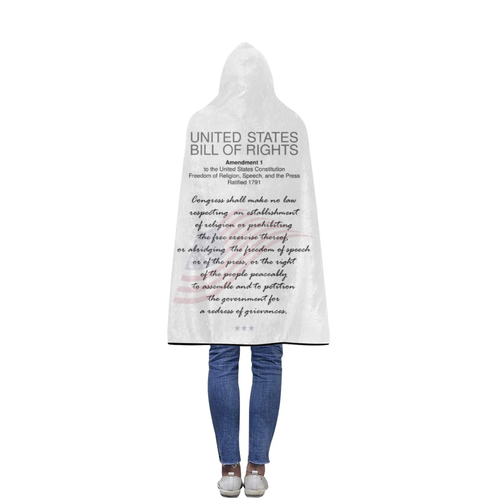 USA Bill Of Rights First Amendment Freedom Speech Flannel Hooded Blanket 40''x50''