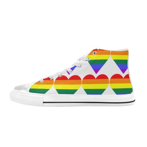 Rainbow hearts Men’s Classic High Top Canvas Shoes (Model 017)
