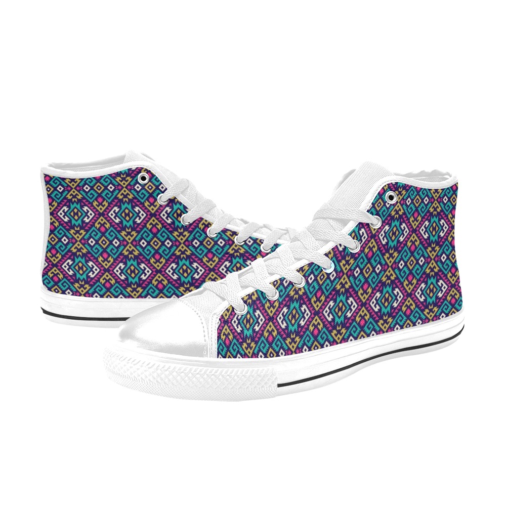 Abstract Pattern Colorful Men’s Classic High Top Canvas Shoes (Model 017)
