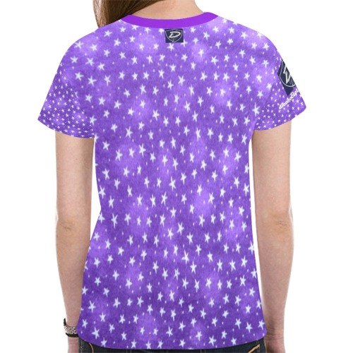 DIONIO Clothing - Ladies' Purple & White Star Cluster T-Shirt New All Over Print T-shirt for Women (Model T45)