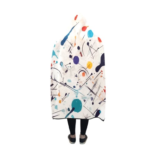 Colorful abstract art, beige background. Hooded Blanket 60''x50''