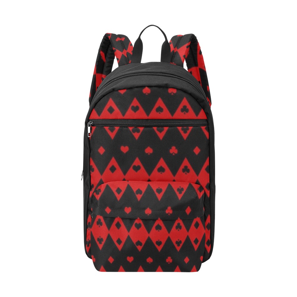 Black Red Play Card Shapes Large Capacity Travel Backpack (Model 1691)