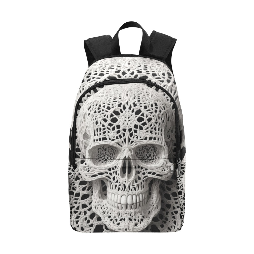 Funny elegant skull made of lace macrame Fabric Backpack for Adult (Model 1659)
