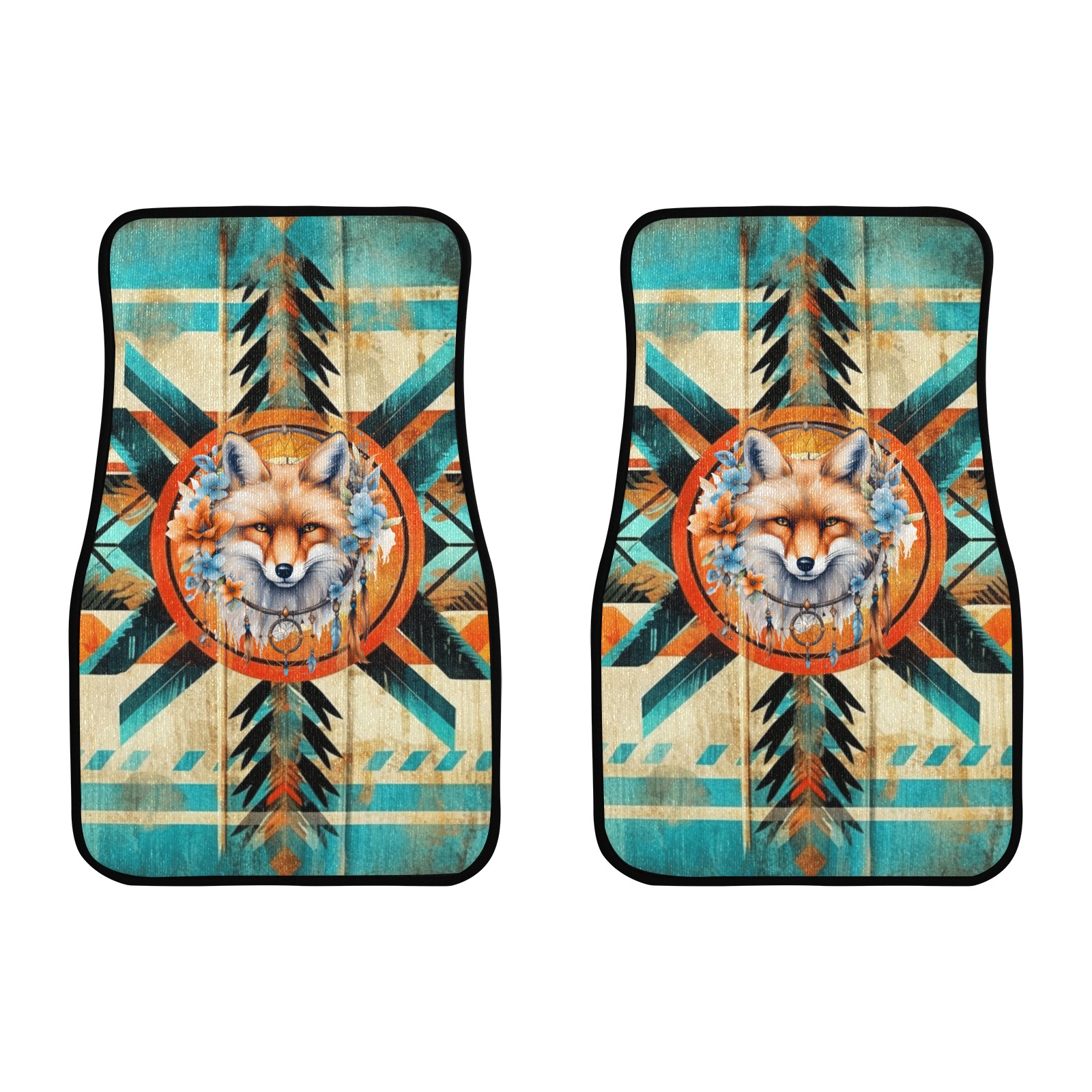 Native American Fox Front Car Floor Mat (2pcs)