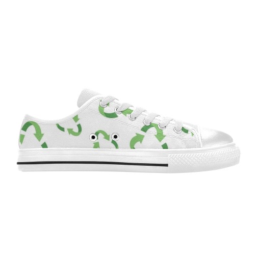 Recycle Symbol Low Top Canvas Shoes for Kid (Model 018)