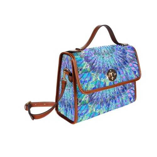 blue feathers Waterproof Canvas Bag-Brown (All Over Print) (Model 1641)