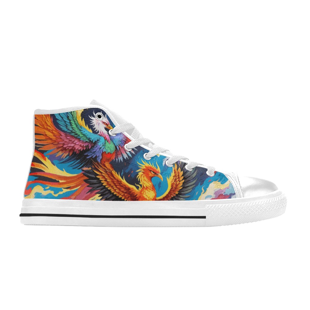 Stunning fantasy phoenix birds and fire cool art. Men’s Classic High Top Canvas Shoes (Model 017)