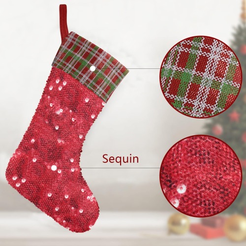 Red Sequin - Look Sequin Christmas Stocking