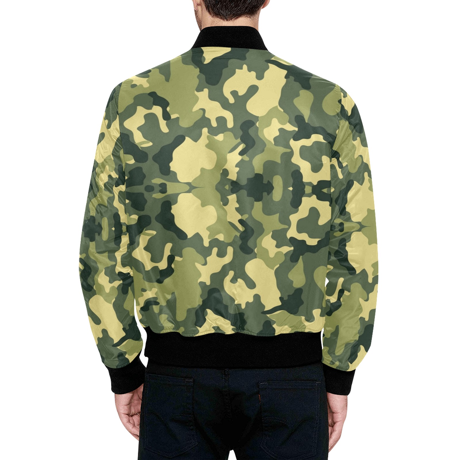 Army Style by Fetishworld All Over Print Quilted Bomber Jacket for Men (Model H33)