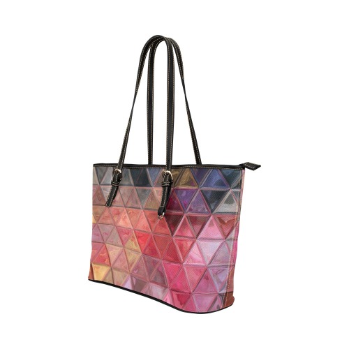mosaic triangle 3 Leather Tote Bag/Small (Model 1651)