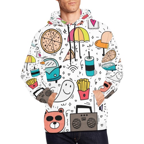 Cartoon doodle Pattern 2 All Over Print Hoodie for Men (USA Size) (Model H13)