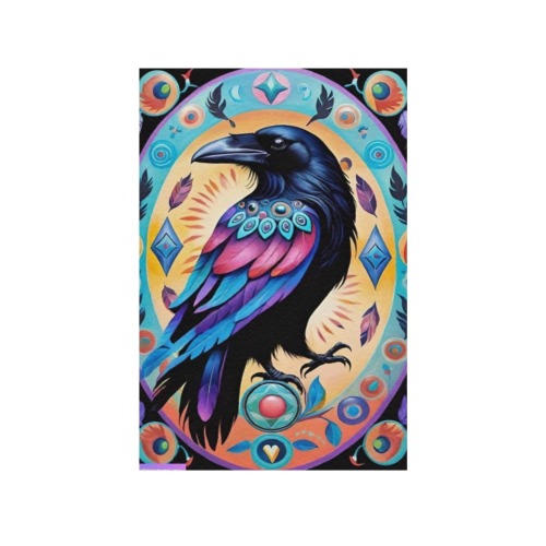 Raven_-_Native_American_TradingCard Frame Canvas Print 32"x48"