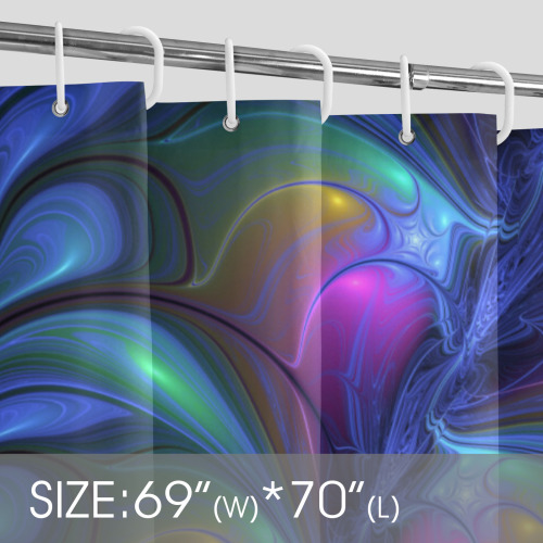Colorful Luminous Abstract Blue Pink Green Fractal Shower Curtain 69"x70"