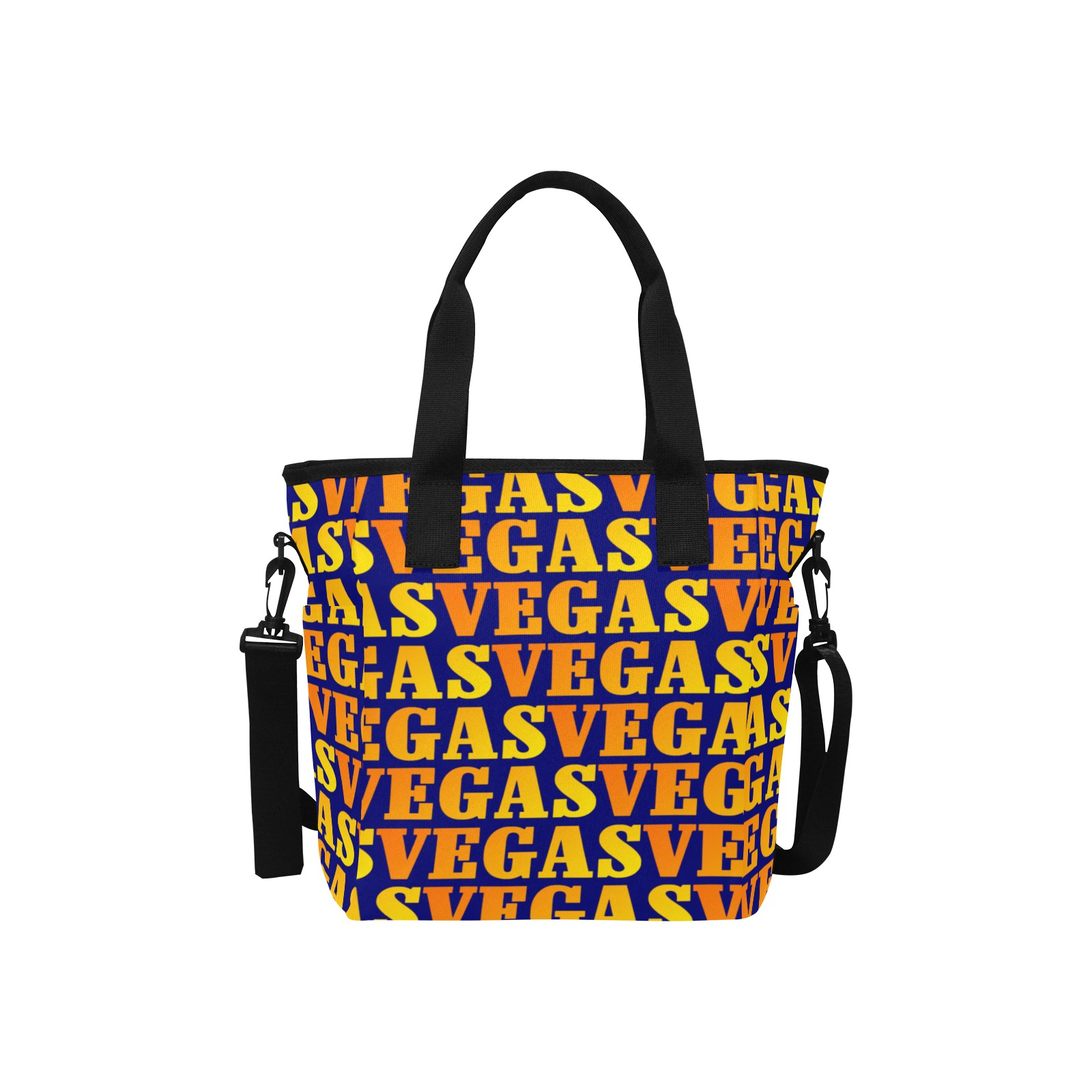 Golden Las VEGAS / Blue Tote Bag with Shoulder Strap (Model 1724)