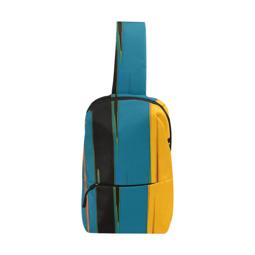 Black Turquoise And Orange Go! Abstract Art Chest Bag (Model 1678)