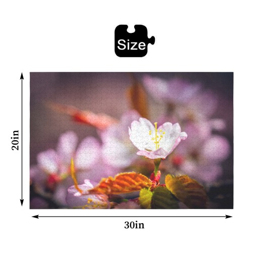 Sakura cherry flower enjoys sunshine in spring. 1000-Piece Wooden Jigsaw Puzzle (Horizontal)