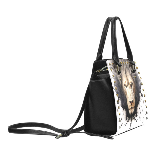 Lion Ink Blot Rivet Shoulder Handbag (Model 1645)