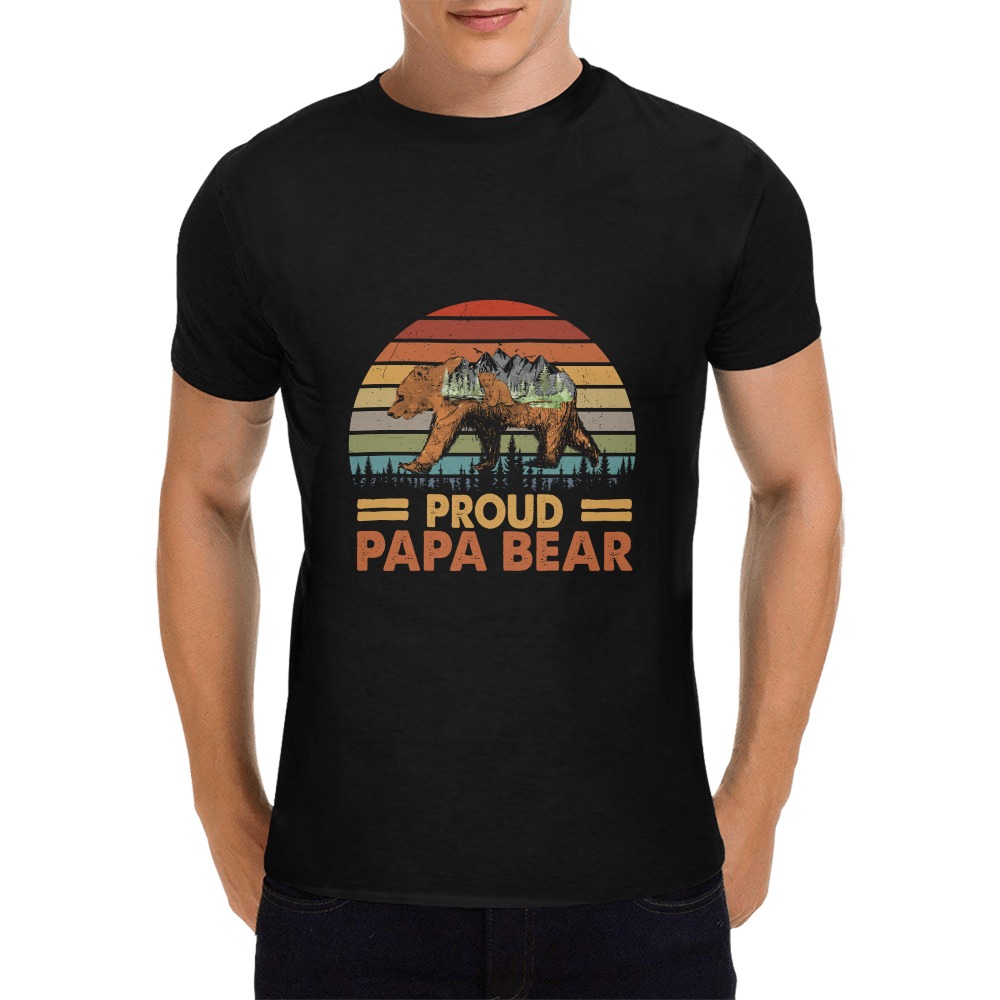 Retro Sunset Proud Papa Bear Men's T-Shirt in USA Size (Front Printing Only)