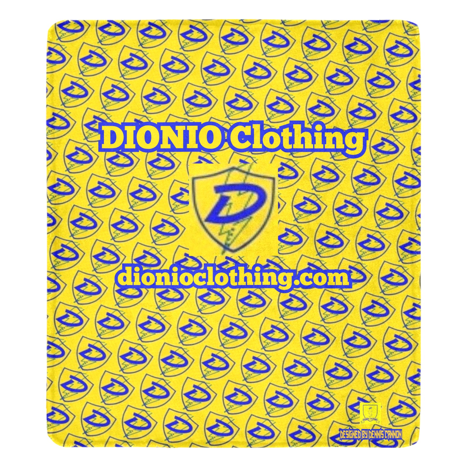 DIONIO Clothing - Yellow & Blue Ultra Soft Micro Fleece Blanket (Yellow D-Shield Logo) Ultra-Soft Micro Fleece Blanket 70''x80''