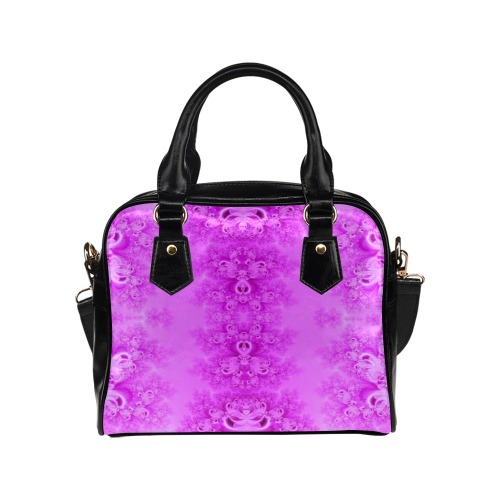 Soft Violet Flowers Frost Fractal Shoulder Handbag (Model 1634)