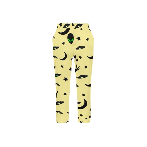Aliens and Spaceships on Yellow Men's All Over Print Casual Trousers (Model L68)