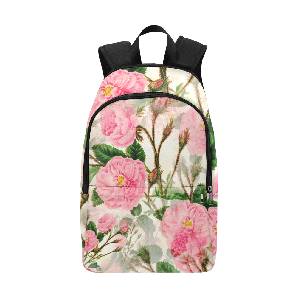 Vintage Pink Rose Garden Blossom Fabric Backpack for Adult (Model 1659)