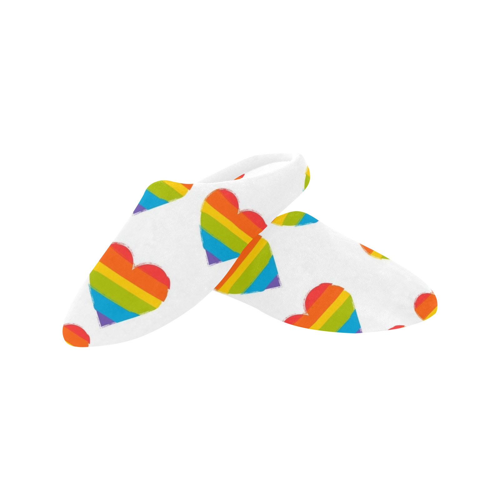 Gay Pride Hearts Women's Non-Slip Cotton Slippers (Model 0602)