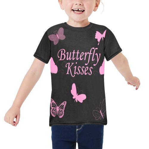Butterfly Kisses Little Girls' All Over Print Crew Neck T-Shirt (Model T40-2)