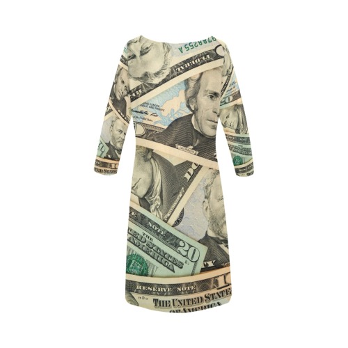 US PAPER CURRENCY Rhea Loose Round Neck Dress(Model D22)