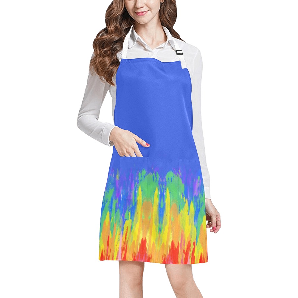 Abstract Paint Flames Blue All Over Print Apron
