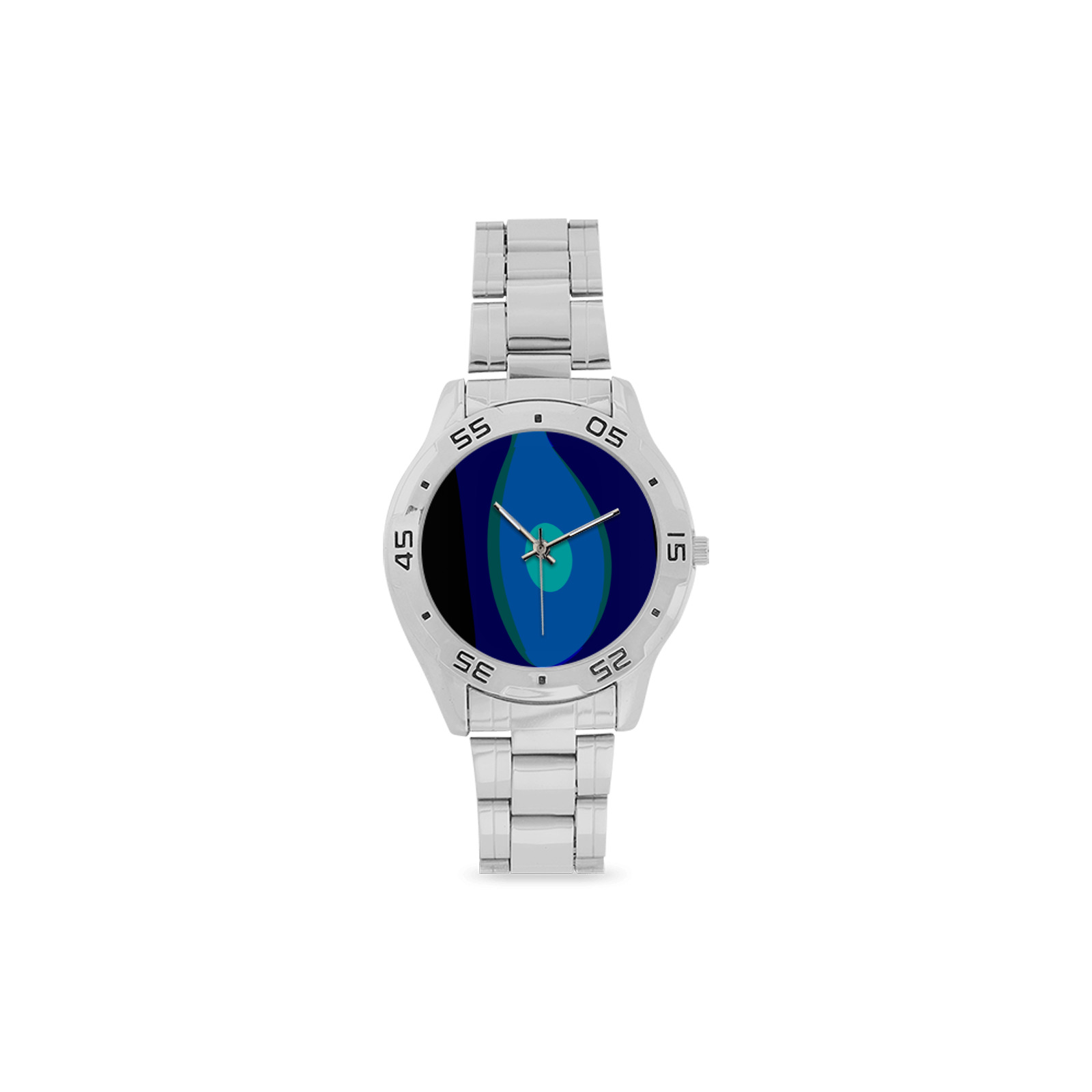 Dimensional Blue Abstract 915 Men's Stainless Steel Analog Watch(Model 108)