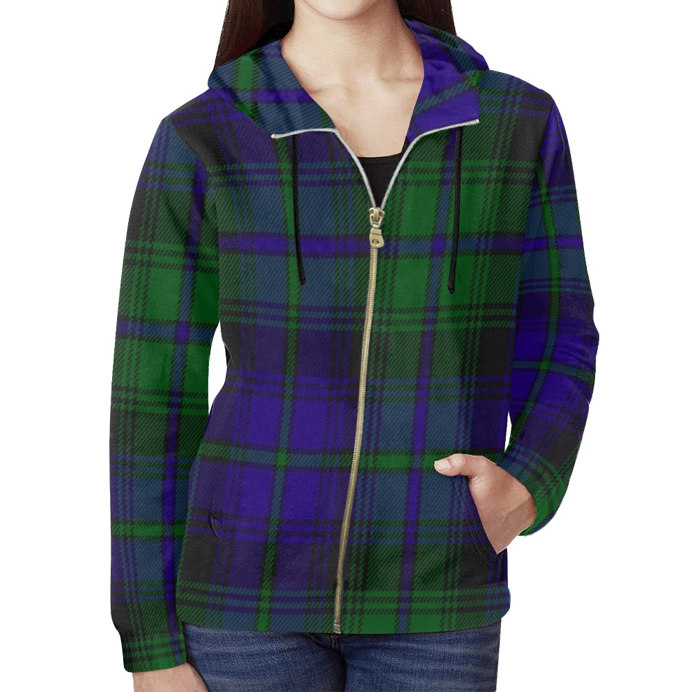 5TH. ROYAL SCOTS OF CANADA TARTAN All Over Print Full Zip Hoodie for Women (Model H14)