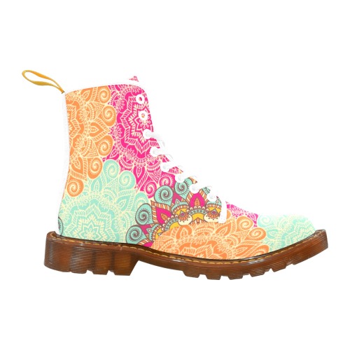 Colorful Tribal Boho Mandala Boots Custom Canvas Boots For Women Model 1203H