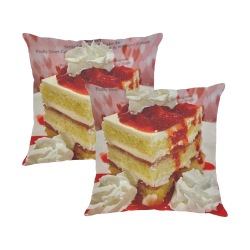 Strawberry Short cake Linen Zippered Pillowcase 18"x18"(Two Sides&Pack of 2)