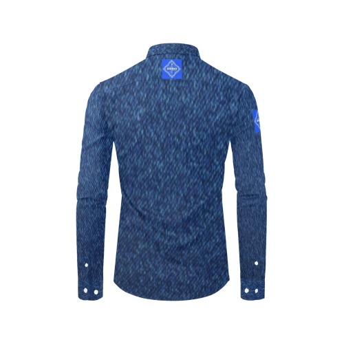 DIONIO Clothing - Dark Blue Classic Denim Look Casual Shirt (Blue Shield Logo) Men's All Over Print Casual Dress Shirt (Model T61)