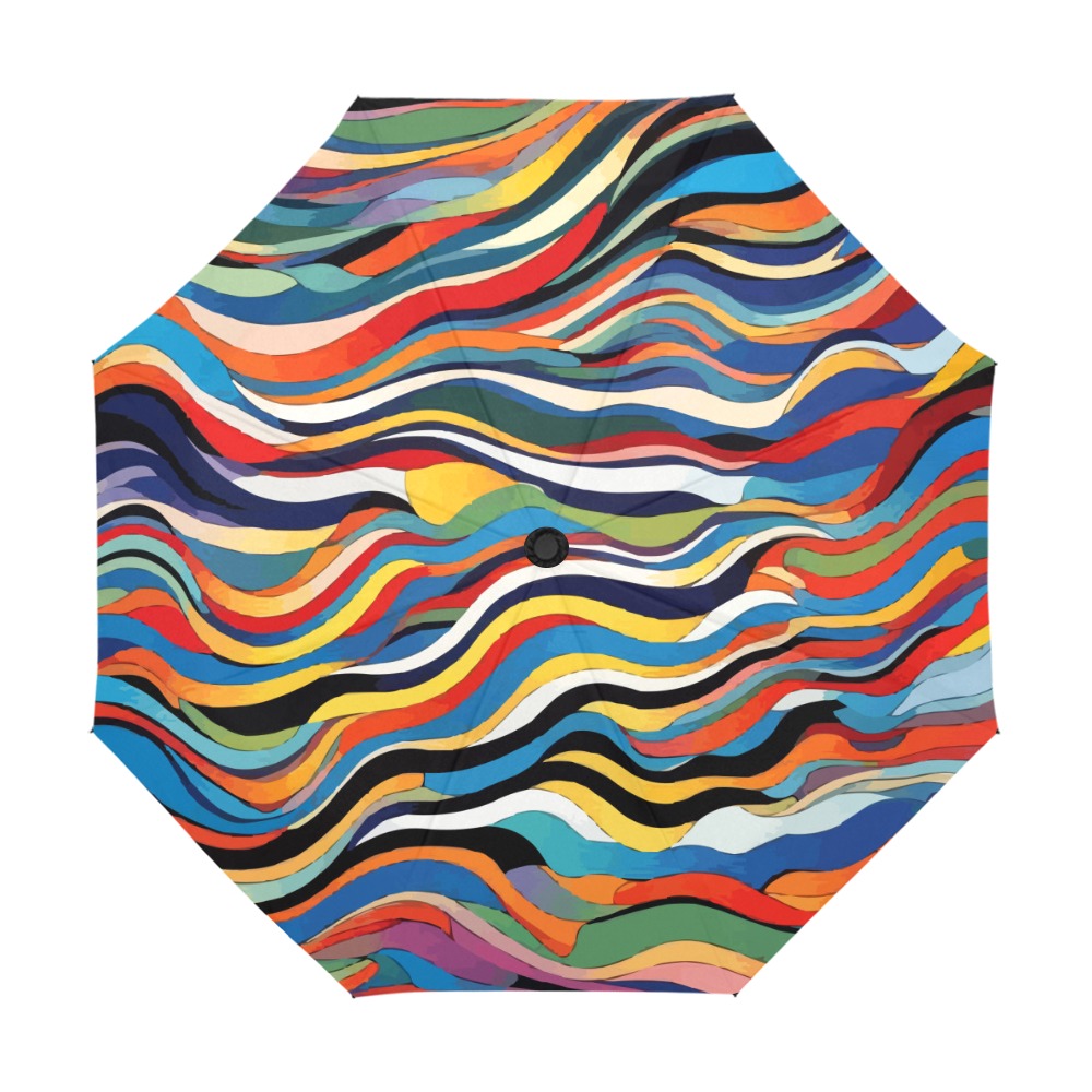 Elegant, positive, colorful wavy abstract art. Anti-UV Auto-Foldable Umbrella (U09)