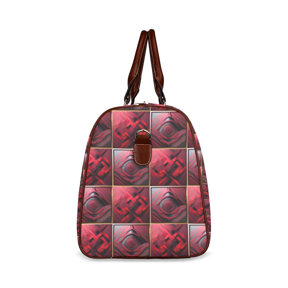 alternating pattern red diamond Waterproof Travel Bag/Large (Model 1639)