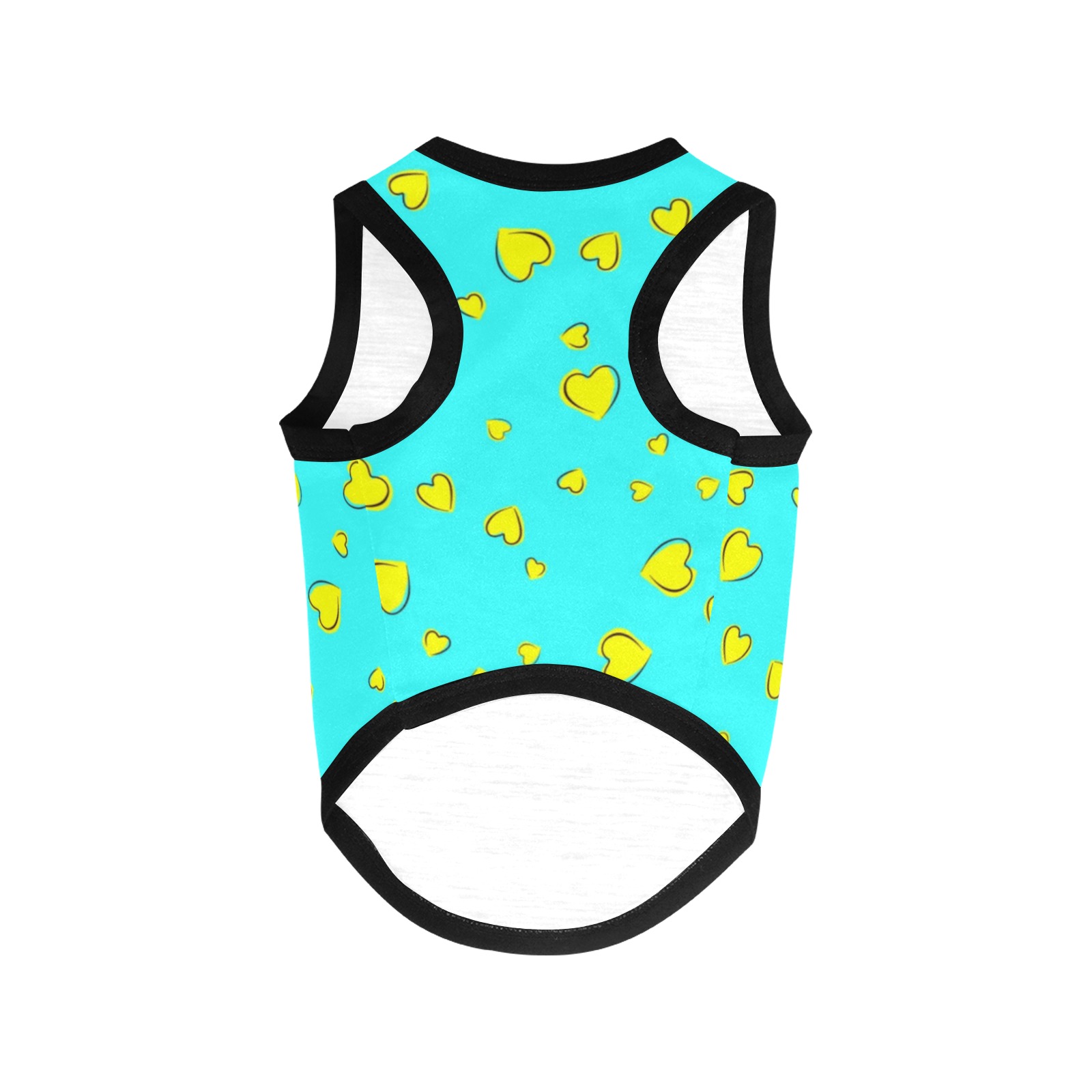 Yellow Hearts Floating on Aqua All Over Print Pet Tank Top