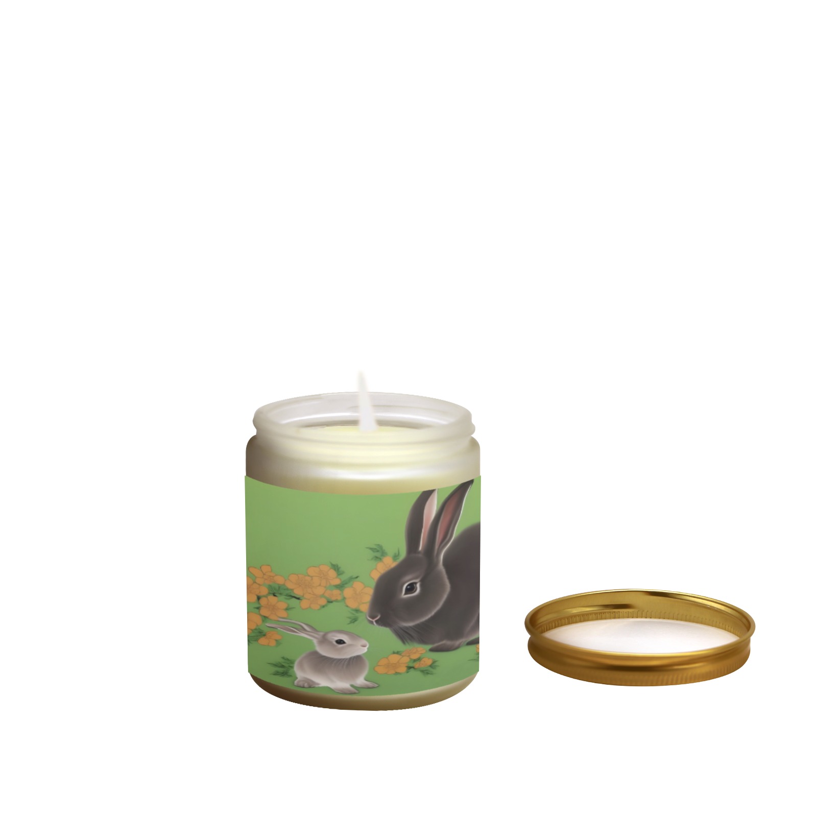 Rabbit and Kit Frosted Glass Candle Cup - Large Size (Lavender&Lemon)