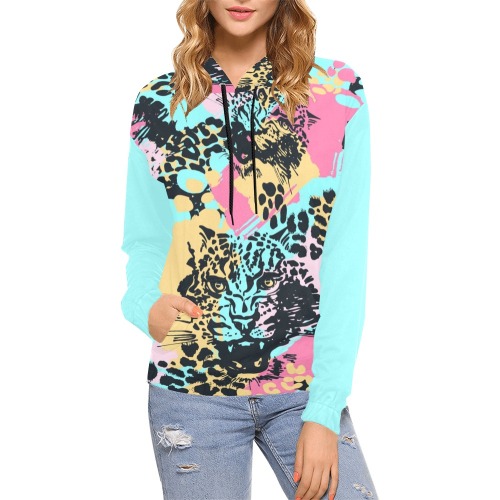 girl who loves cheetah hoodie All Over Print Hoodie for Women (USA Size) (Model H13)