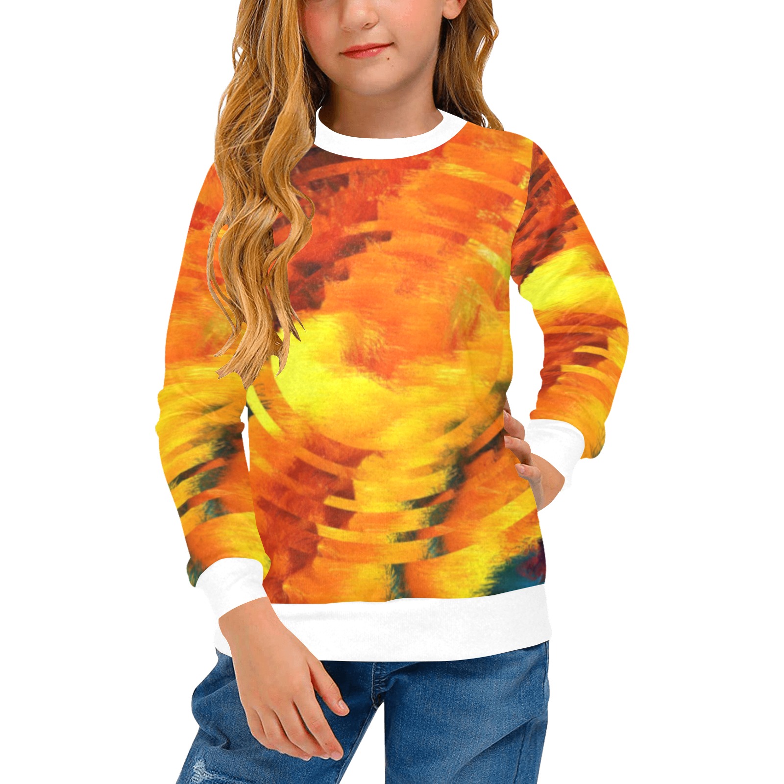 colors Girls' All Over Print Crew Neck Sweater (Model H49)
