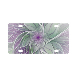 Flower Dream Abstract Purple Sea Green Floral Fractal Art Classic License Plate