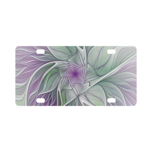 Flower Dream Abstract Purple Sea Green Floral Fractal Art Classic License Plate