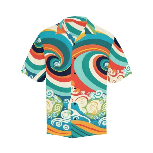 Colorful Ocean Waves Hawaiian Shirt (Model T58)