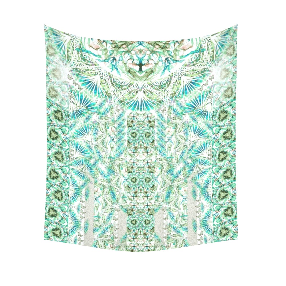 BUTTERFLY DANCE TEAL Cotton Linen Wall Tapestry 51"x 60"