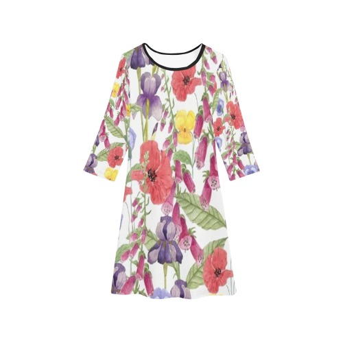 floral (16) Girls' Long Sleeve Dress (Model D59)
