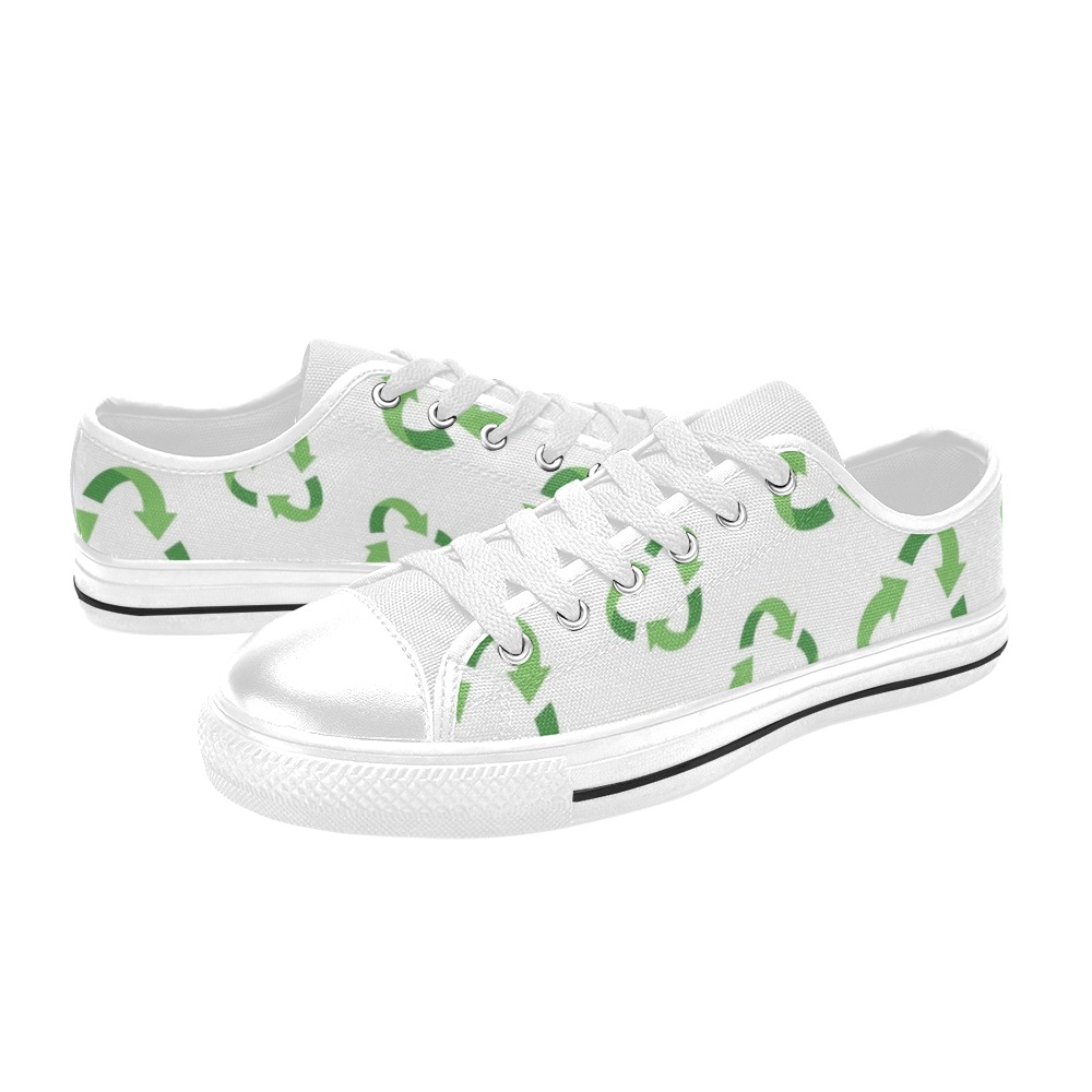 Recycle Symbol Low Top Canvas Shoes for Kid (Model 018)