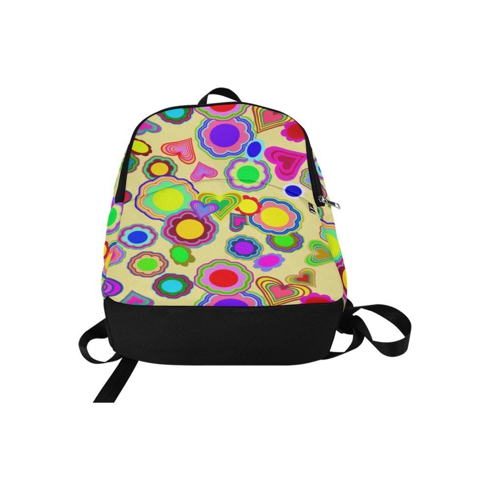 Groovy Hearts and Flowers Yellow Fabric Backpack for Adult (Model 1659)