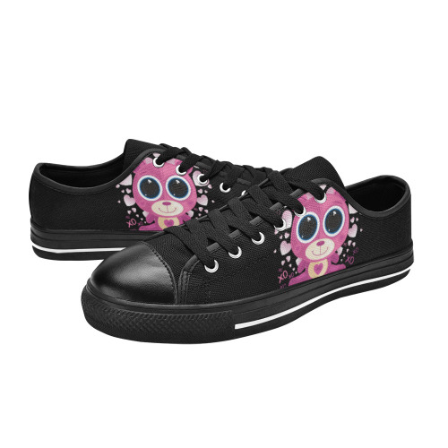 Valentine's Day Teddy Bear Women's Classic Canvas Shoes (Model 018)